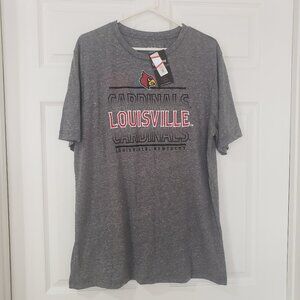 Louisville Cardinals Men's Captivating Brand T-Shirt Embroidered‎ Grey Sz XL NWT
